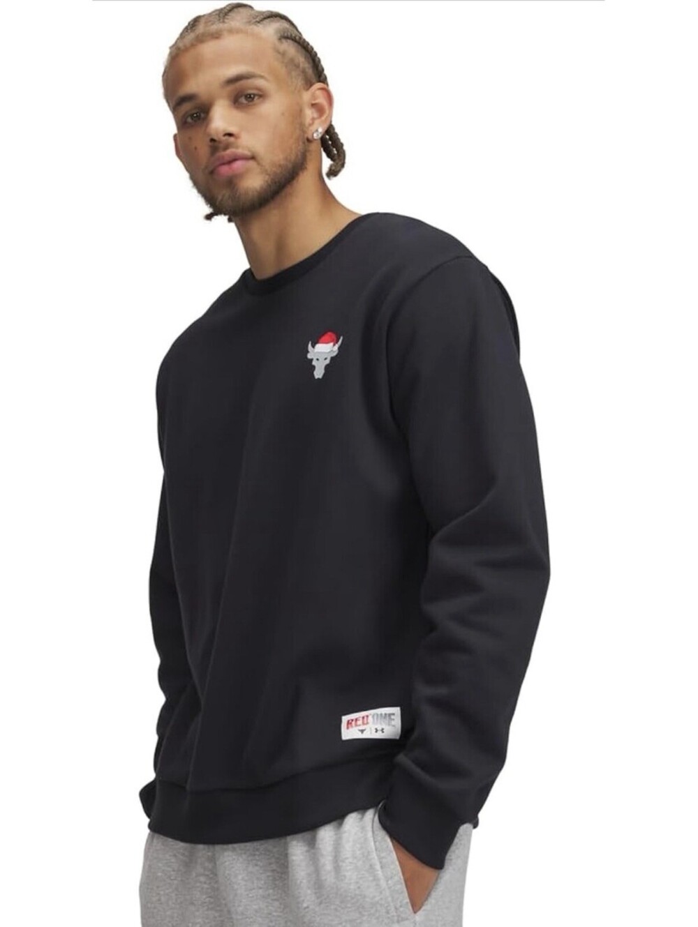 Under Armour Project Rock Red One Sleighin Gains Crew Neck Sweatshirt Size XXL